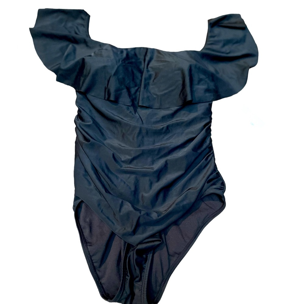 Meet curve women's size medium black swimsuit with laced up back NWT